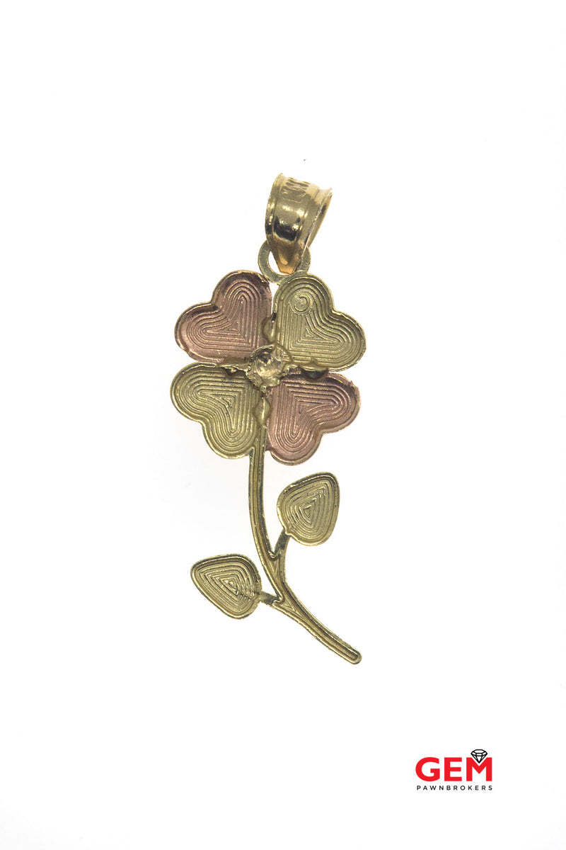 Daisy Spring Solid Gold Tricolor Flower Floral Charm Pendant 14Kt 585