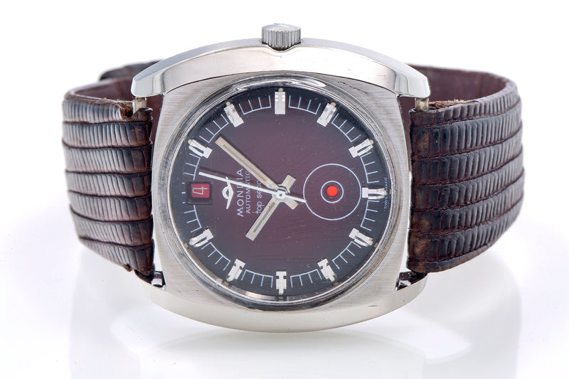 Mondia Top Second 37mm Maroon Dial Red Dot Automatic Steel Watch