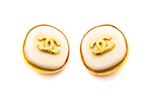 Chanel Double C CC Clip on Designer Earrings Made in France
