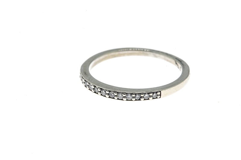 LJ Legend Jewelry 2mm Diamond Line Band 10K 417 White Gold Ring Size 6 1/2
