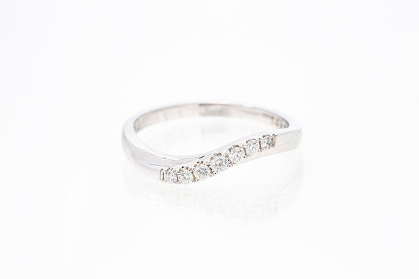 Macy's Wave Diamond 14k 585 White Gold Diamond Band Ring SNJ Size 7