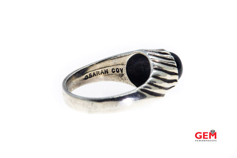 Sarah Coventry Black Onyx Twist Cable 925 Sterling Silver Ring Size 8