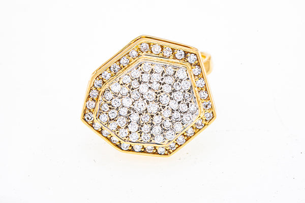 Andy Gotz Diamond Cluster Asymmetry Hexagon 14K 585 Yellow Gold Ring Size 8 1/2