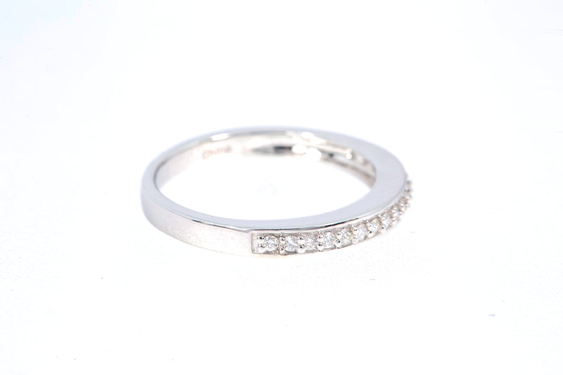 Stackable Diamond Pave Wedding Band 14k 585 White Gold Ring Size 7 Juliet Cut
