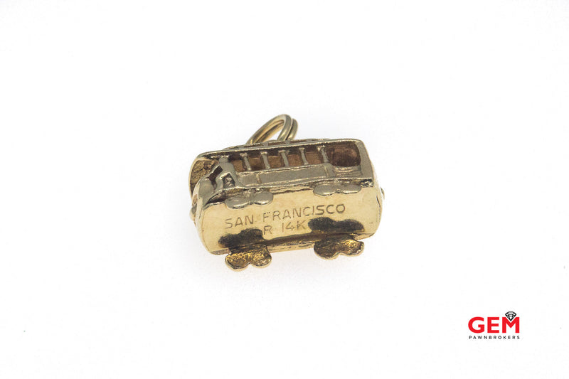 14 KT Yellow Gold Trolley Rail Car Charm Pendant