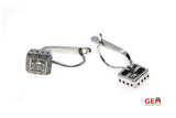 Russian Princess Diamond & Halo Accent Drop Earrings 14K 583 White Gold Dangle Earrings