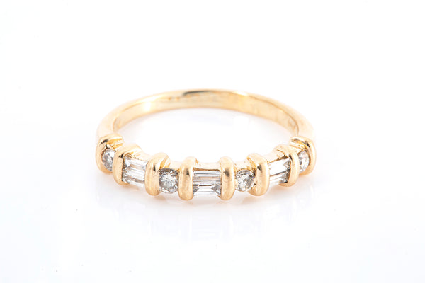 Diamond Tension Set 14k 585 Yellow Gold Band Ring Size 61/2