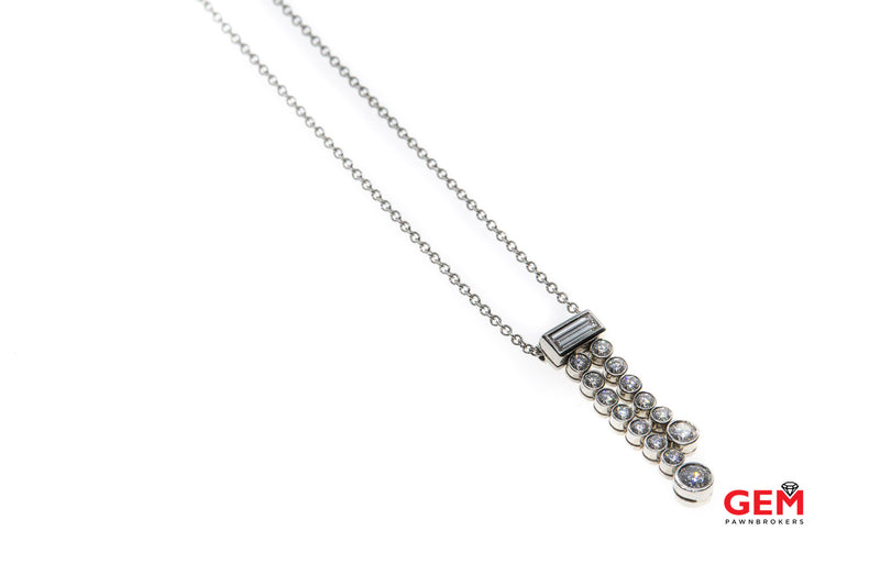 Tiffany & Co Double Diamond Jazz Drop Slide Pendant 950 Platinum 16" Necklace