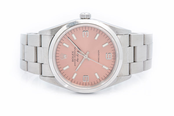 Rolex Air King 14000 34mm Stainless Steel Pink Dial Ful Set B&P Watch