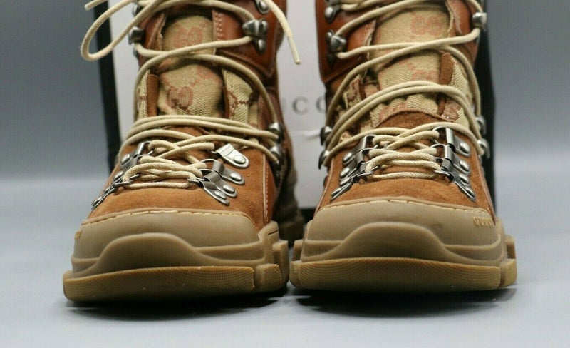 Gucci Flashtrek Journey Brown Beige High Top Hiker Boot Womens Size 36/4