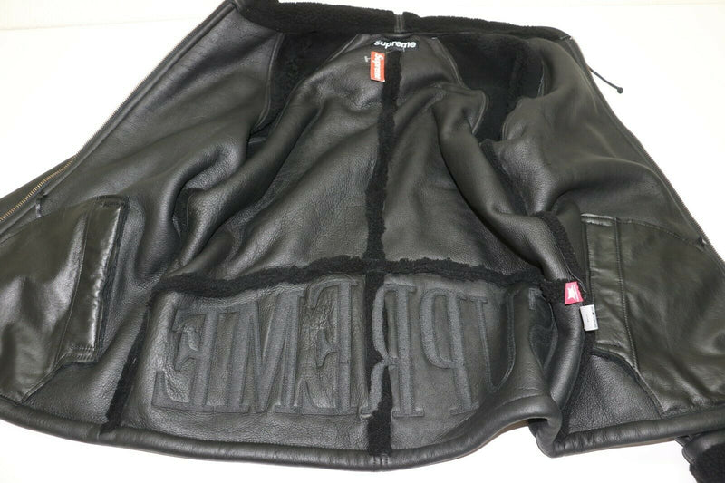 Supreme Reversed Shearling Hooded Jacket Large Black Coat