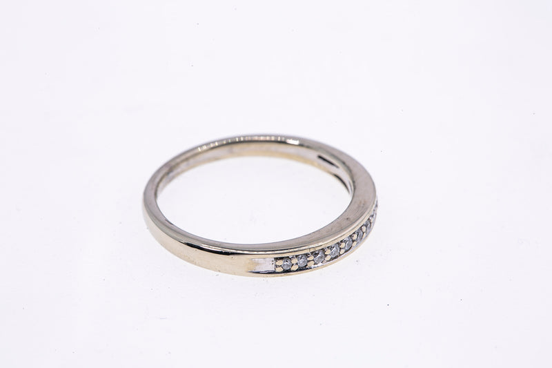 Diamond Line Half Eternity 3mm Wedding Band 14K 585 White Gold Ring Size 7