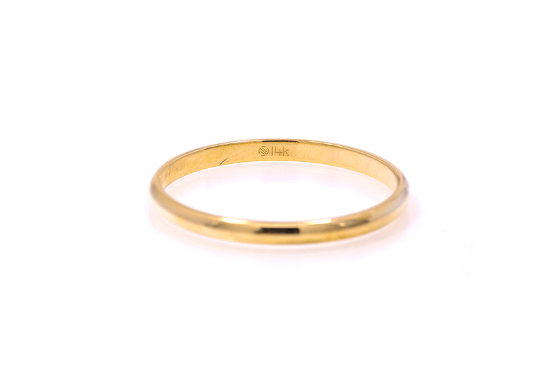 Thin Domed Stackable Wedding Band Ring 14k 585 Yellow Gold Size 10