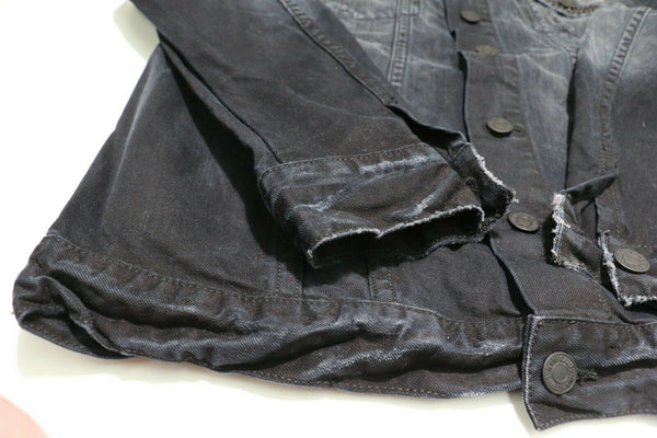 Robins Jeans FUPBK Black and Red Crystal Black Denim Jean Jacket Size XXL