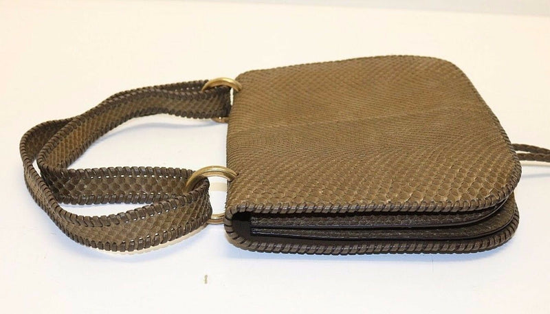 Salvatore Ferragamo Fossil Kamelia DH-21 E039 Brown Python Shoulder Bag
