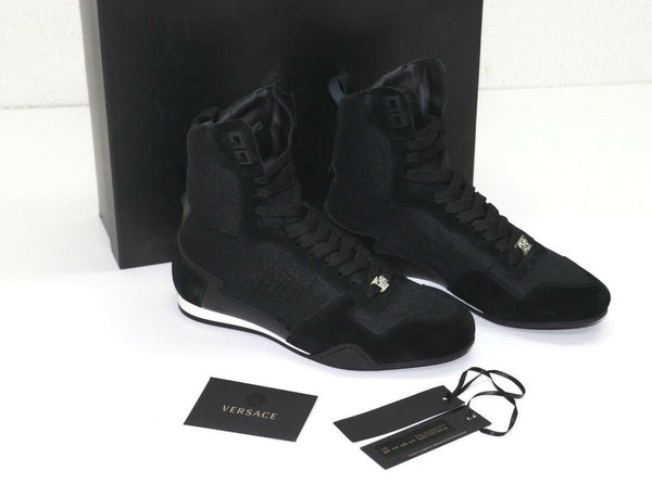 Versace High Top Greek Key Sneakers, Palladium And Black DSU6372 Sz 40-US 10