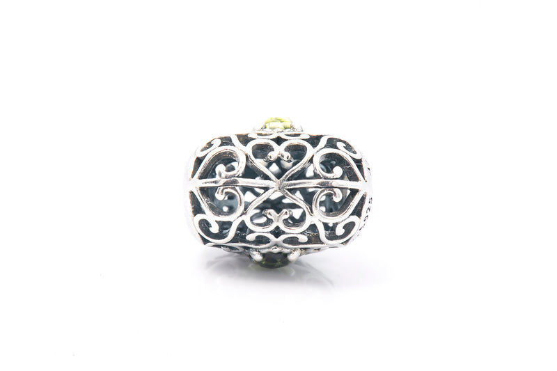 Pandora Sterling Silver August Signature Heart Peridot ALE S925 Charm Pendant