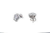 Cubic Zirconia Daisy Flower Star Stud 14K 585 White Gold Pair of CZ Earrings