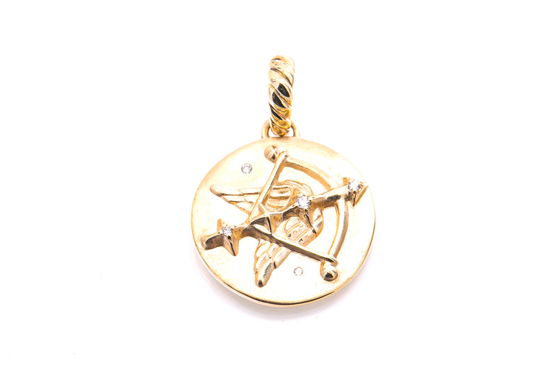 David Yurman Sagittarius Amulet 18k 750 Yellow Gold Diamond Charm Pendant Retail $1950
