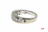 Vera Wang Love Diamond & Sapphire Accent Band 14K 585 White Gold Ring Sz 11 3/4