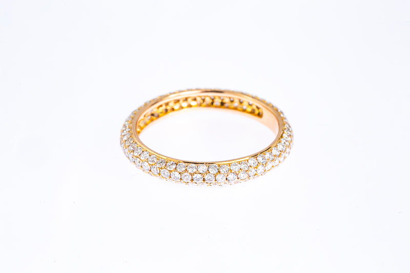 Round Diamond Three Row Stackable Diamond Eternity 14k 585 Rose Gold Ring Size 7