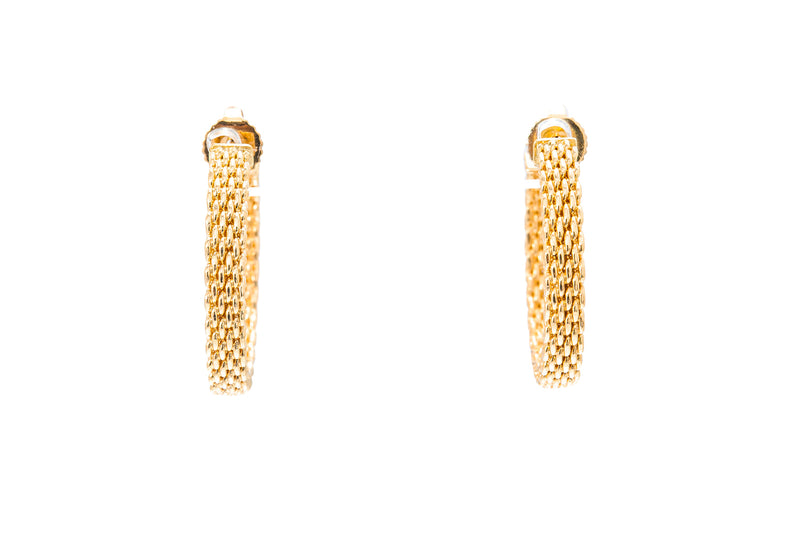 Tiffany & Co Somerset 18k 750 Yellow Gold Hoop Earrings 1" Size