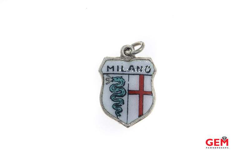 Milano Fritz Reu & Co German Silver 800 Charm Pendant Enamel Travel Bracelet