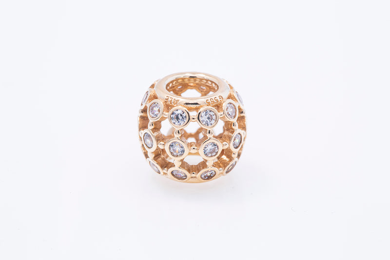 Pandora Pave In the Spotlight Bead Charm CZ 14k G585 Yellow Gold B