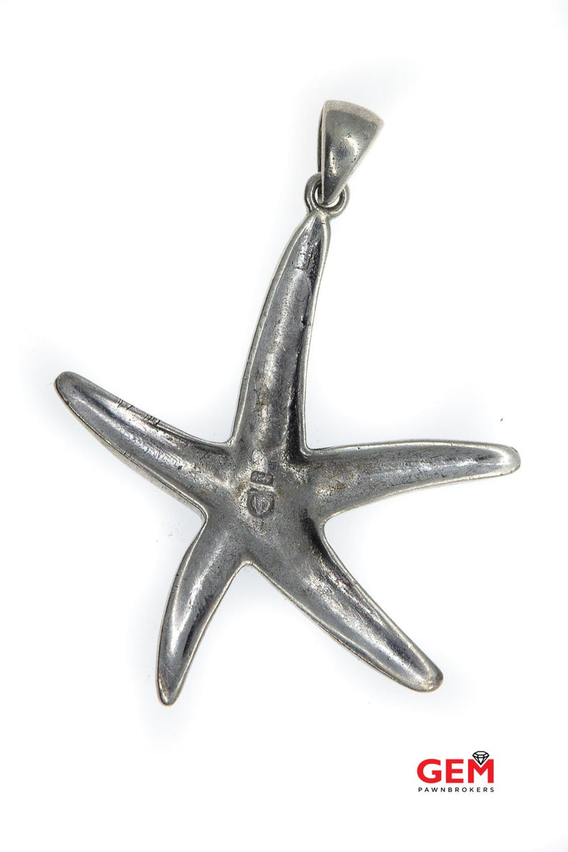 Landing Company Opal Inlay Starfish Nautical Animal Sea Star Drop Charm 925 Sterling Silver Pendant
