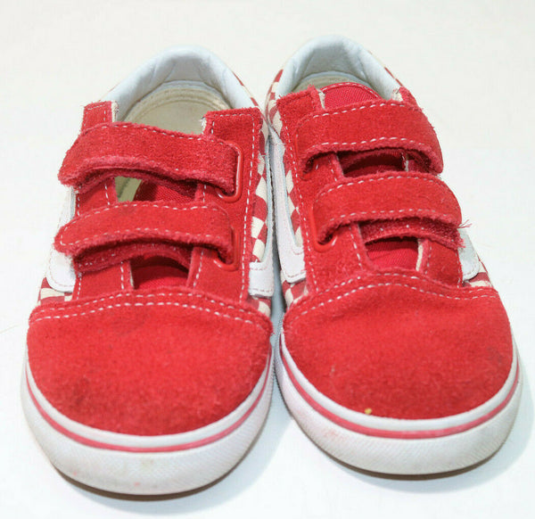 Vans Toddler Primary Check Old Skool V Red/White Size 9.5T(Toddlers)