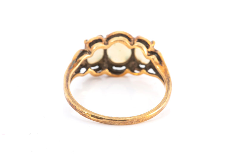 Art Nouveau 14k 585 Dason Opal Three Stone Band Ring Size 6
