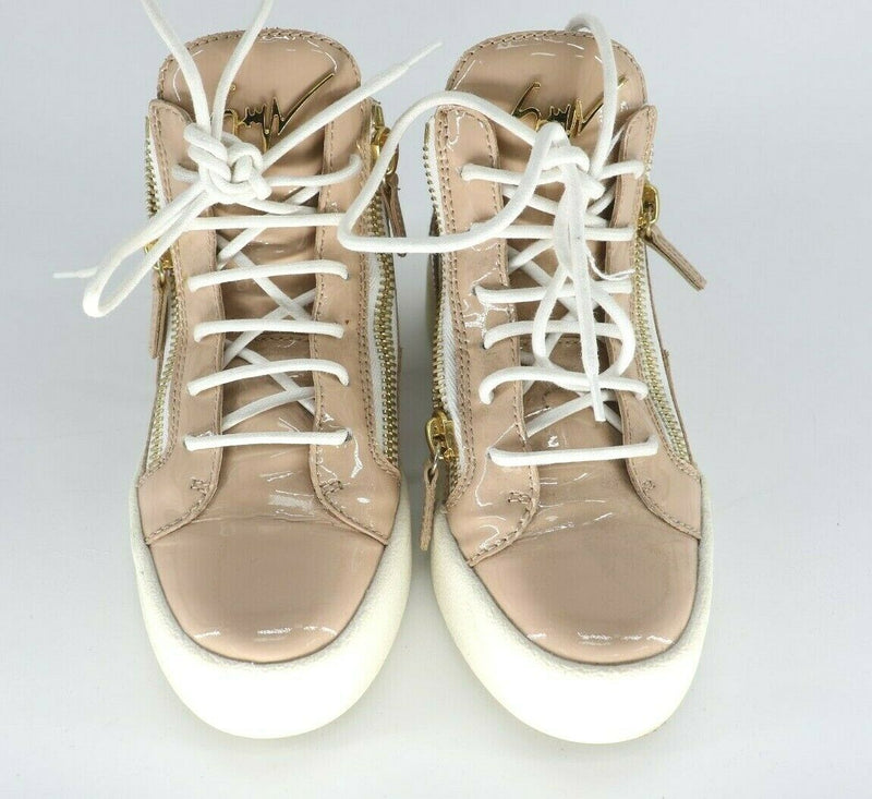 Giuseppe Zanotti May London Mid Top Sneaker Blush Patent Leather EUR 36 US 5.5