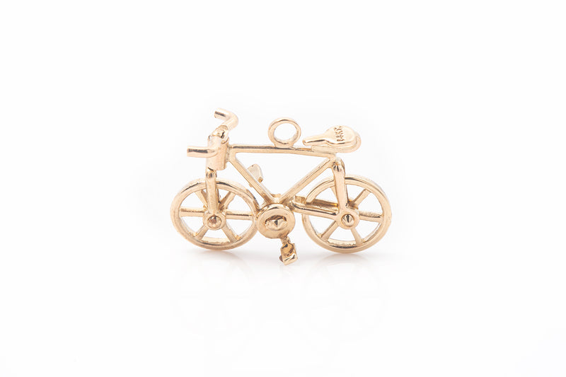 Vintage Bicycle Bike Moving Parts 14k 585 Yellow Gold Charm Pendant