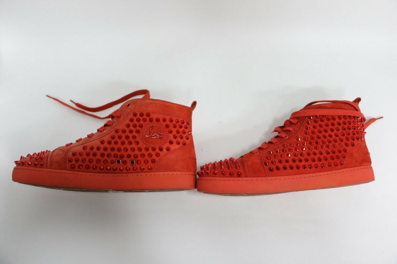 Christian Louboutin Red Suede Louis Spike High Top Sneakers Size 40.5  Christian Louboutin