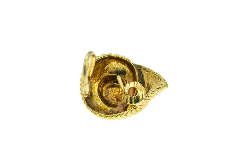 Single Replacement Suna Bros Shell Snail 18k 750 Yellow Gold Earring