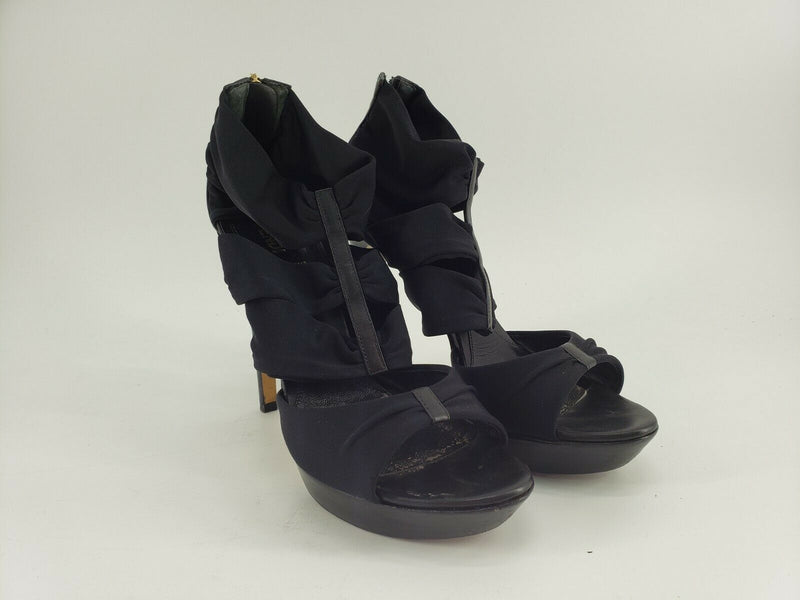 Fendi Sandalo Cuoietto + Lycra Opaca Black | Size 39 EUR | Real Leather