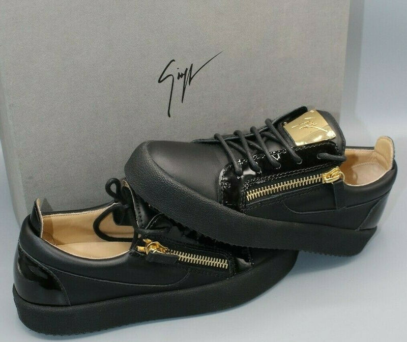 Giuseppe Zanotti May London Low-Top Black w/Gold Trim Size 36.5 EUR / 5.5 US