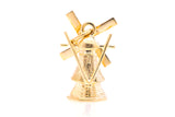 Vintage Windmill Building Stand Alone Structure Moving Parts 14k 585 Yellow Gold Charm Pendant