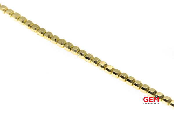 Carelle Designer 4.2mm Cube link Solid 18K 750 Yellow Gold 6.9" Bracelet