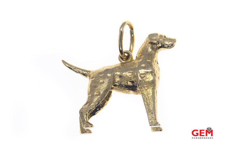 Dalmatian Dog Pet Animal Solid 14K 585 Yellow Gold Charm Pendant