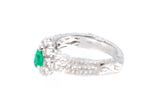 Natural Emerald Diamond Cocktail Ring 18k 750 White Gold Size 7 BDL