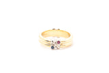 Tiffany & Co Pink & Blue Sapphire Double Band 18k 750 Yellow Gold Ring