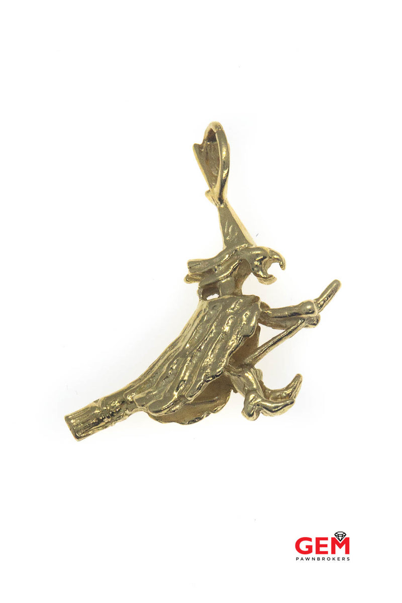 14 KT Yellow Gold With on a Broomstick Charm/Pendant