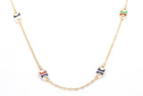 Vintage Italian 1960s Fabor 18k 750 Yellow Gold Enamel Chain Necklace 27"