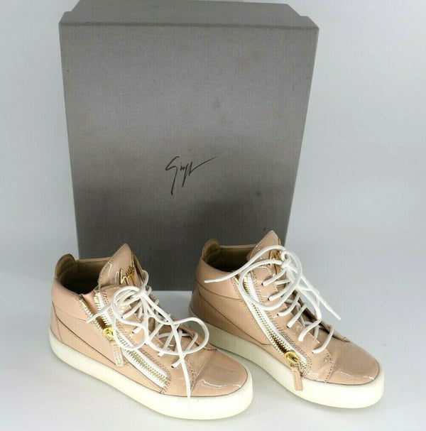 Giuseppe Zanotti May London Mid Top Sneaker Blush Patent Leather EUR 36 US 5.5
