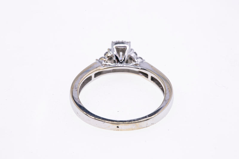 Gem Art Baguette Diamond Engagement Ring 14K 585 White Gold Band Size 7