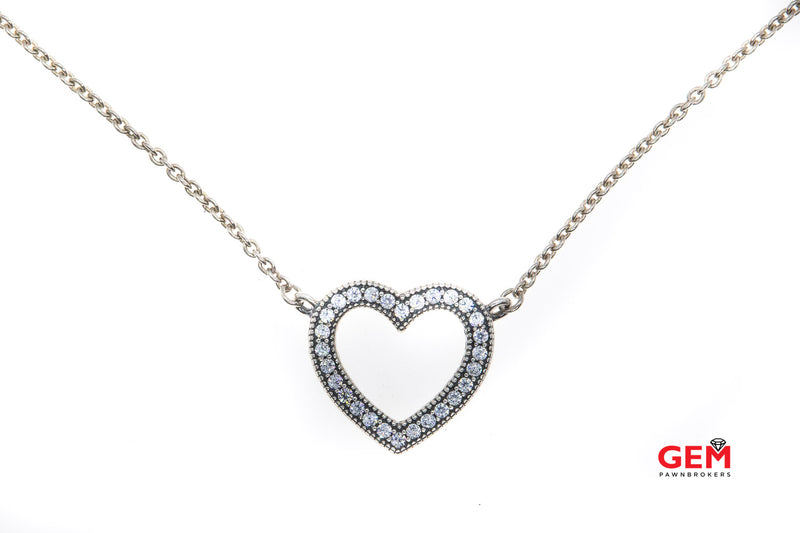 Pandora S925 Cubic Zirconia 925 Loving Hearts 18" Chain Necklace Pendant