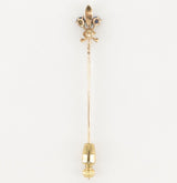 14 KT Gold Amethyst Seed Pearl Stick Lapel Pin Brooch