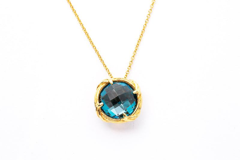 Peter Thomas Roth Heritage Eternity Blue Topaz Necklace Chain 18k 750 Yellow Gold