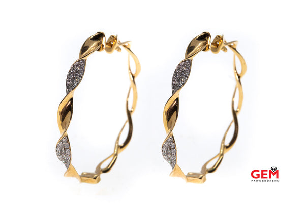 Tisted Rope Design 18kt Diamond Rose 18k 750 Gold Earrings